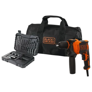 מקדחה עם כבל BLACK+DECKER 710 W עם תיק נשיאה וסט אביזרים 32 חלקים